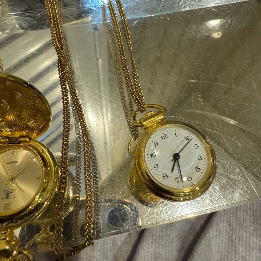 Gold Tone Pocket Watch with‎ Chain LOT